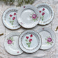 6 Assiettes vintage Porcelaine blanches dorées + 6 Petites Assiettes dépareillées fleuries