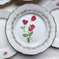 6 Assiettes vintage Porcelaine blanches dorées + 6 Petites Assiettes dépareillées fleuries