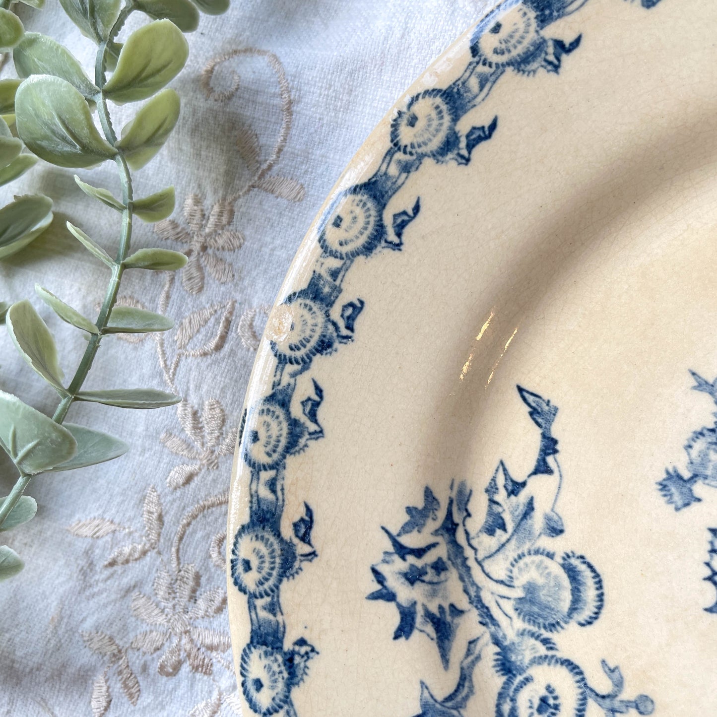 4 Assiettes Terre de fer GIEN Chardon + 4 Petites assiettes dépareillées grès TULOWICE