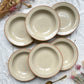 6 Assiettes creuses en grès beige moucheté style Tulowice Poland 1970
