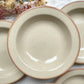 6 Assiettes creuses en grès beige moucheté style Tulowice Poland 1970