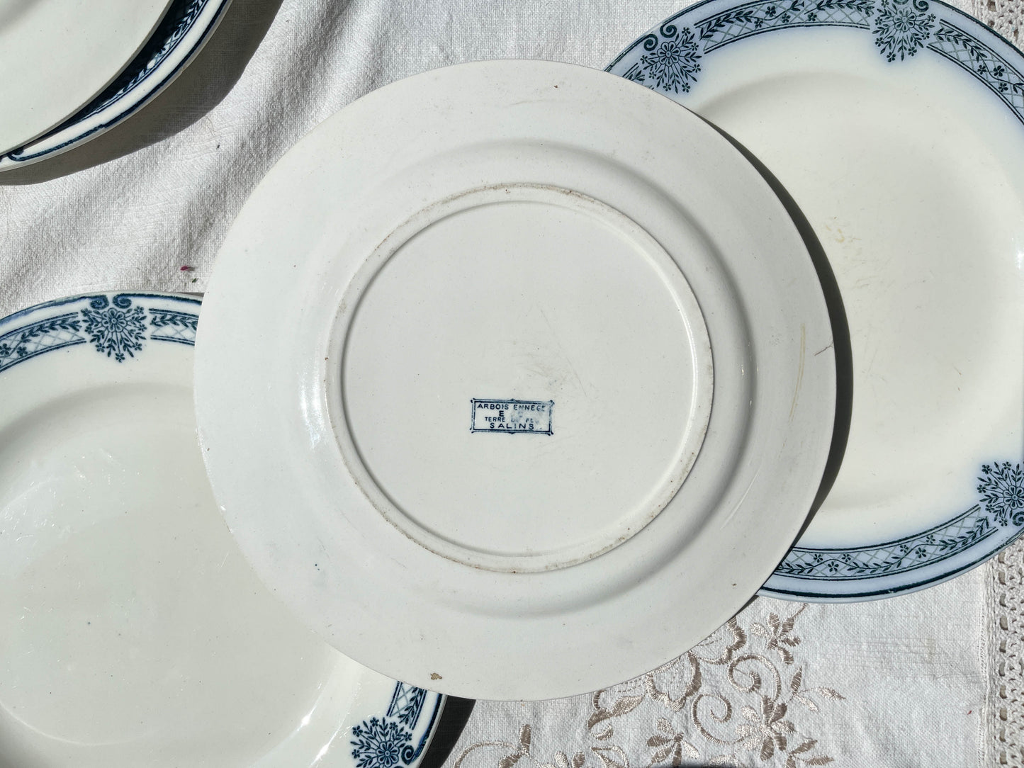 6 Assiettes plates Terre de fer bleue Salins modèle Arbois Ennege