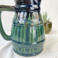Carafe vintage en céramique à glaçure verte et bleue