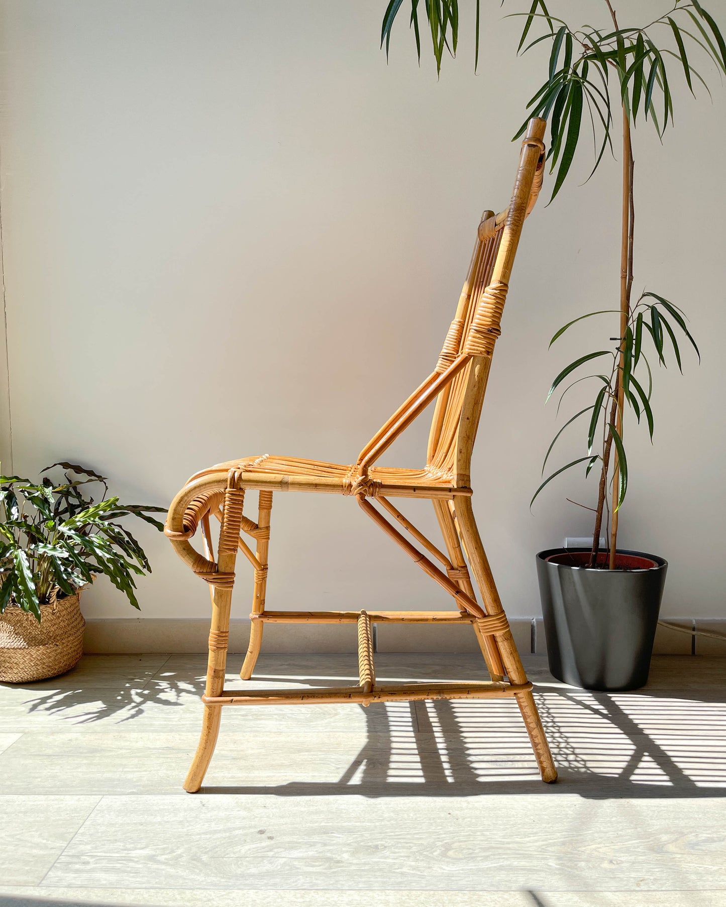 Chaise en rotin vintage 1970