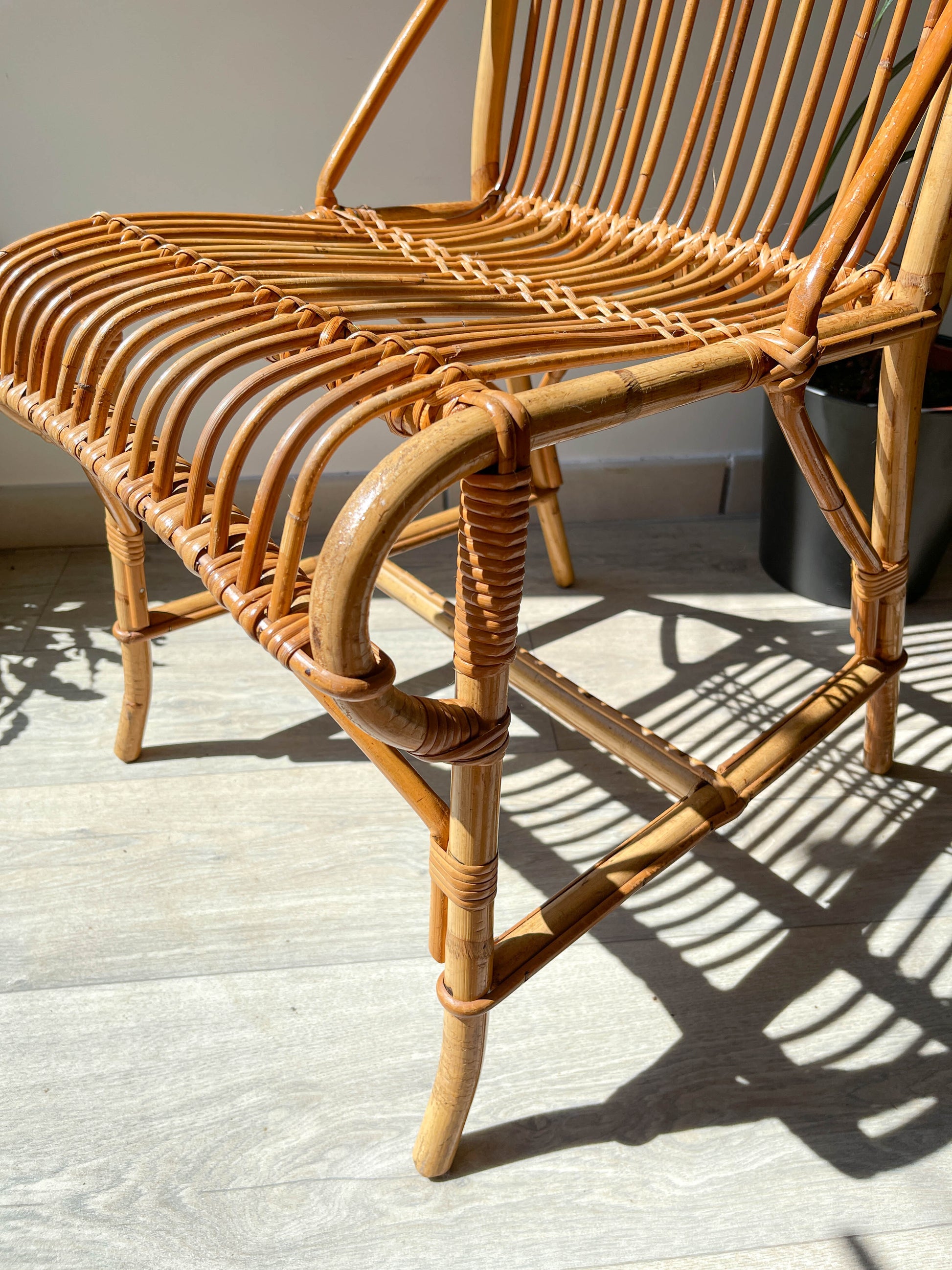 Chaise en rotin vintage 1970