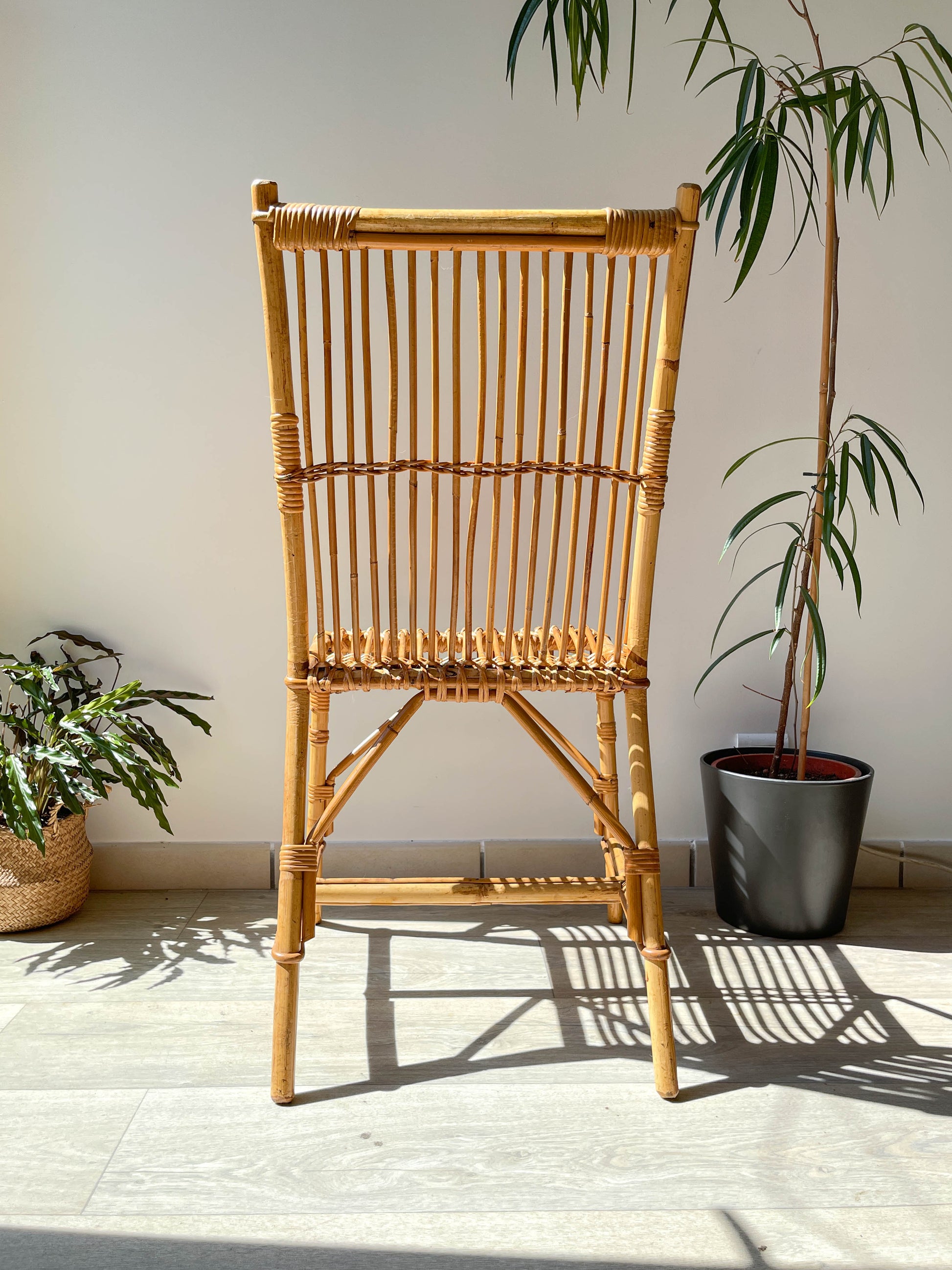 Chaise en rotin vintage 1970