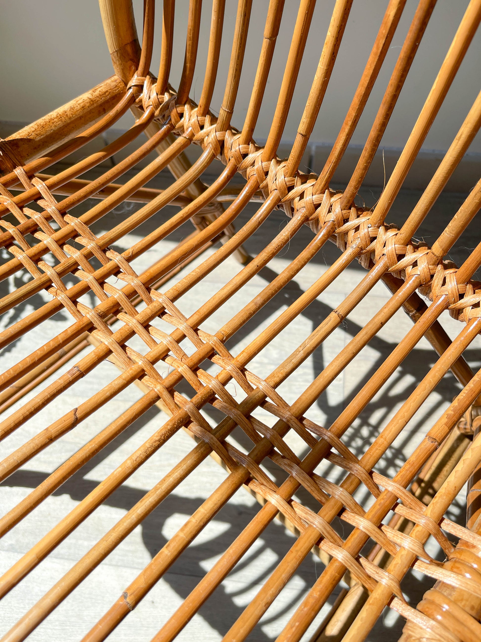 Chaise en rotin vintage 1970