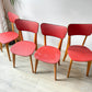 Chaises vintage années 60 bois et skaï rouge