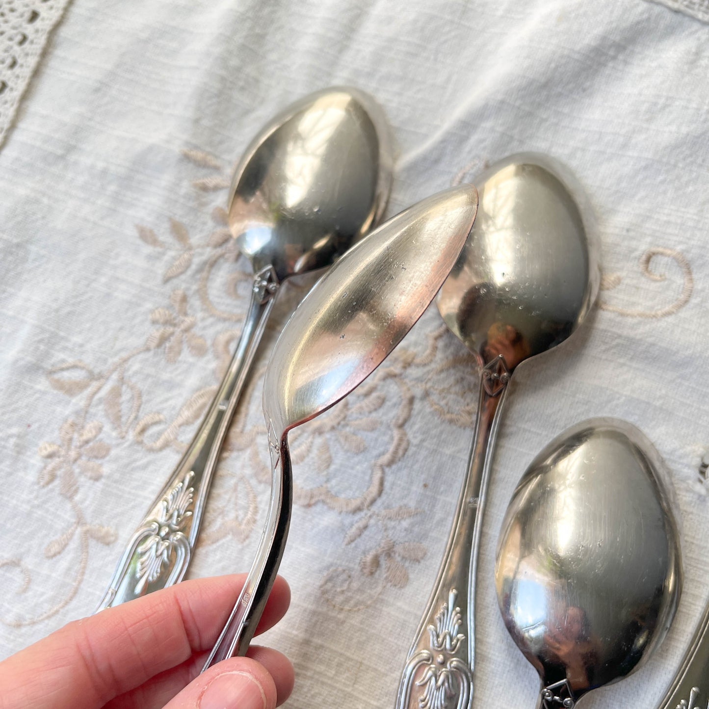 10 Cuillères à soupe vintage en métal style Rocaille