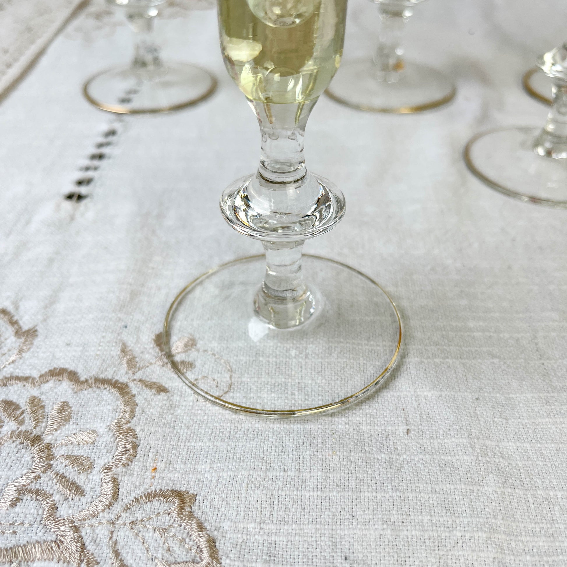 10 Flûtes à champagne cristal ciselé coloré vintage