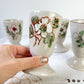 5 Mazagrans en grès vintage motif Fleuri Made in Corée 1980