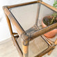 Table d'appoint vintage en rotin et verre 1950