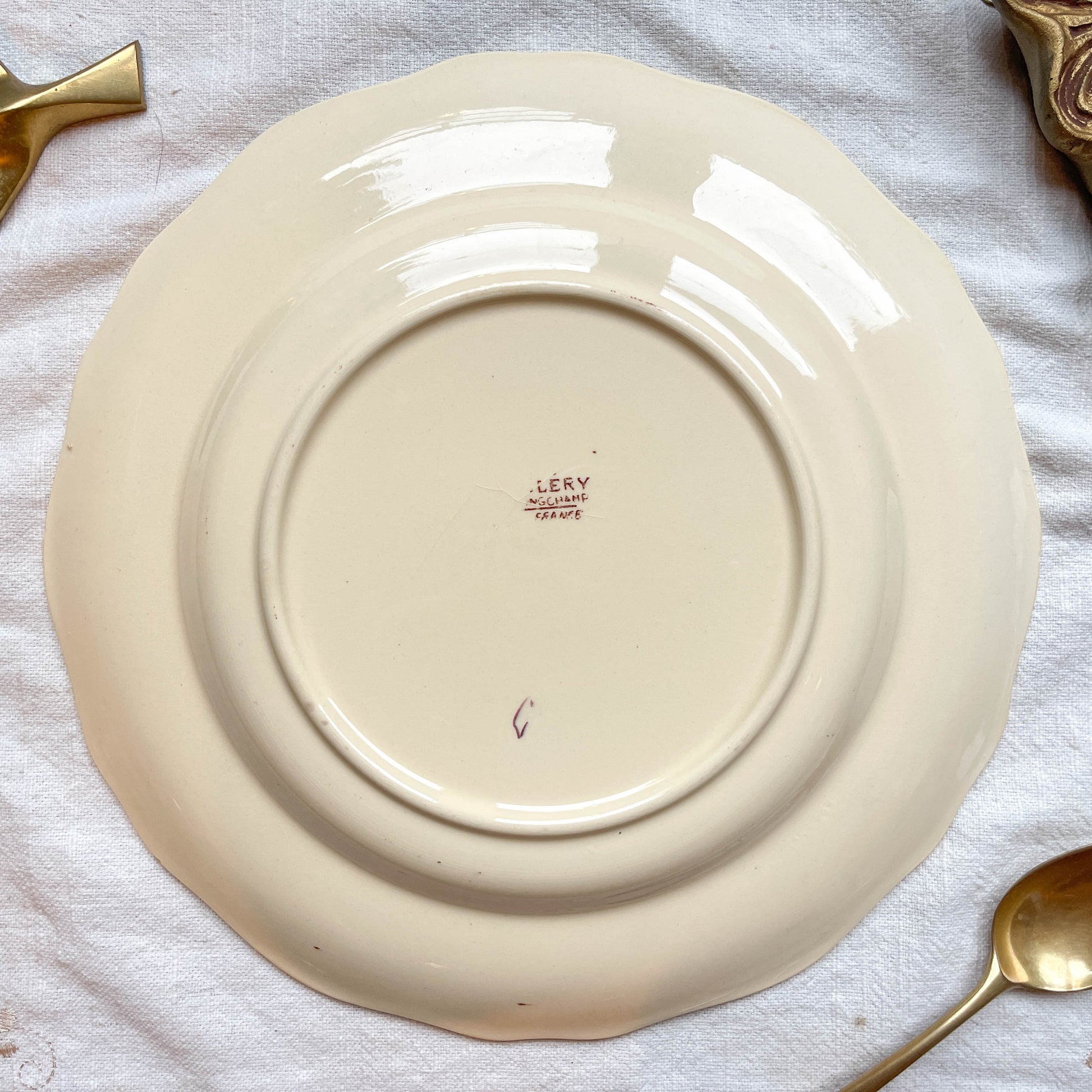 Assiette faïence vintage oiseau Cléry LONGCHAMP 1930