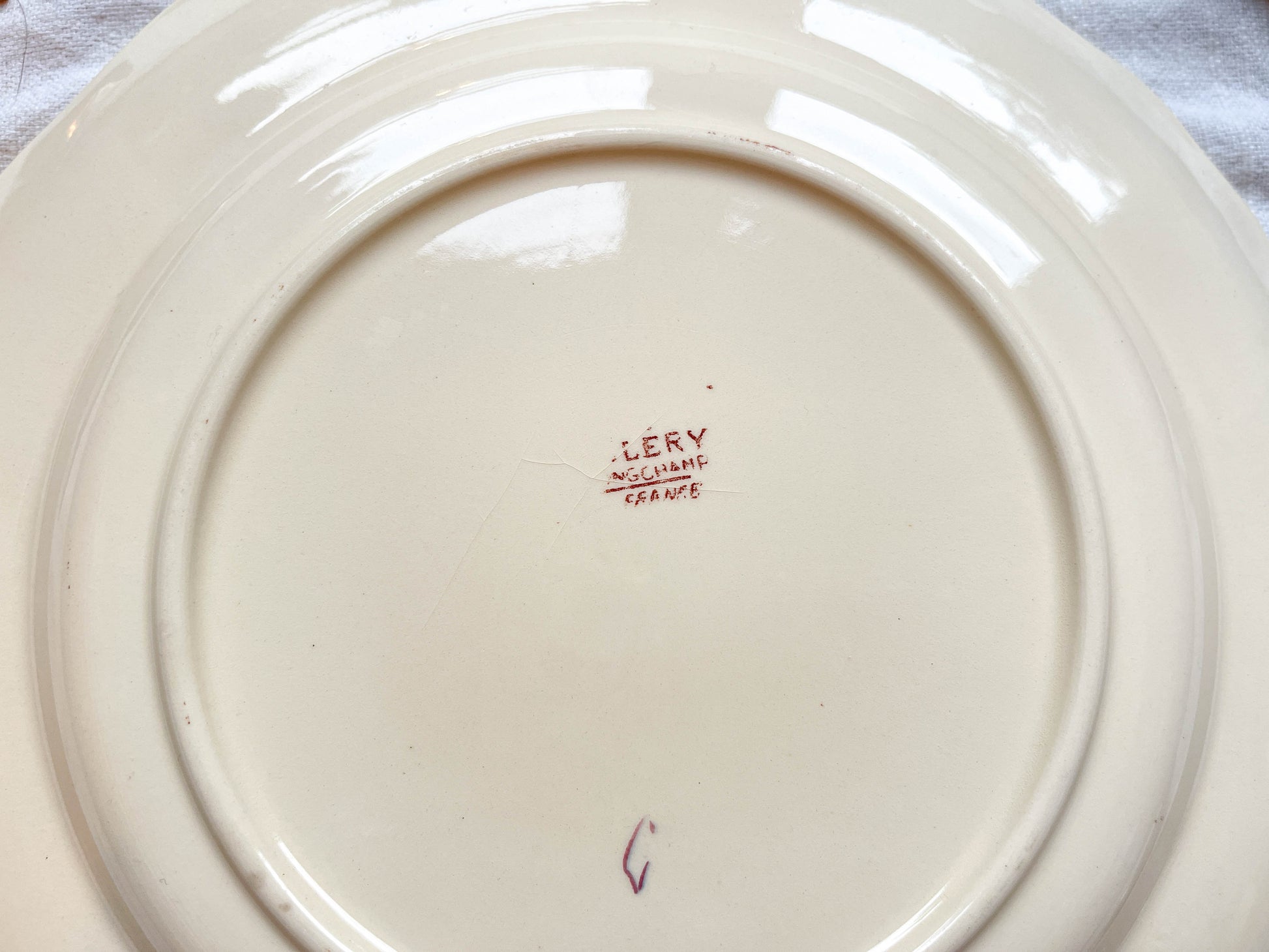 Assiette faïence vintage oiseau Cléry LONGCHAMP 1930