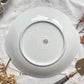 Plat à gâteau à oreille BADONVILLIER en porcelaine blanche verte dorée