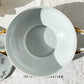 Soupière en porcelaine blanche dorée J&Ciem France 1950 motif fleuri