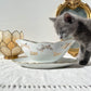 Saucière en porcelaine blanche dorée J&Ciem France 1950 motif fleuri