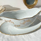 Saucière en porcelaine blanche dorée J&Ciem France 1950 motif fleuri