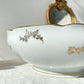 Saladier en porcelaine blanche dorée J&Ciem France 1950 motif fleuri 