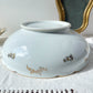 Saladier en porcelaine blanche dorée J&Ciem France 1950 motif fleuri 