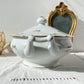 Soupière en porcelaine blanche dorée J&Ciem France 1950 motif fleuri