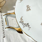 Soupière en porcelaine blanche dorée J&Ciem France 1950 motif fleuri