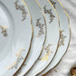 6 Assiettes plates en porcelaine blanches dorées J&Ciem France 1950 motif fleuri