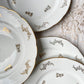 6 Assiettes plates en porcelaine blanches dorées J&Ciem France 1950 motif fleuri