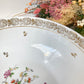 Saladier vintage porcelaine Française Limoges motif oiseau de paradis et fleurs 