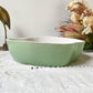 Plat céramique vintage forme pomme verte 1950