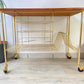 Table d'appoint vintage range vinyles - Laiton & Bois – Années 50/60