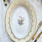 Plat oval porcelaine vintage fleuri blanche jaune doré L'Amandinoise 38754 France 1950s