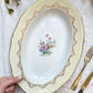Plat oval porcelaine vintage fleuri blanche jaune doré L'Amandinoise 38754 France 1950s
