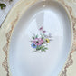 Plat oval porcelaine vintage fleuri blanche jaune doré L'Amandinoise 38754 France 1950s