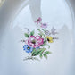 Plat oval porcelaine vintage fleuri blanche jaune doré L'Amandinoise 38754 France 1950s