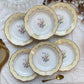 6 Assiettes creuses en porcelaine vintage motif fleuri blanche jaune doré L'Amandinoise 38754