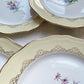 6 Assiettes plates en porcelaine vintage motif fleuri blanche jaune doré L'Amandinoise 38754