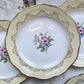 6 Petites assiettes en porcelaine vintage motif fleuri blanche jaune doré L'Amandinoise 38754