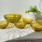 Service à dessert en verre ambré vintage – 1 saladier + 5 coupes assorties