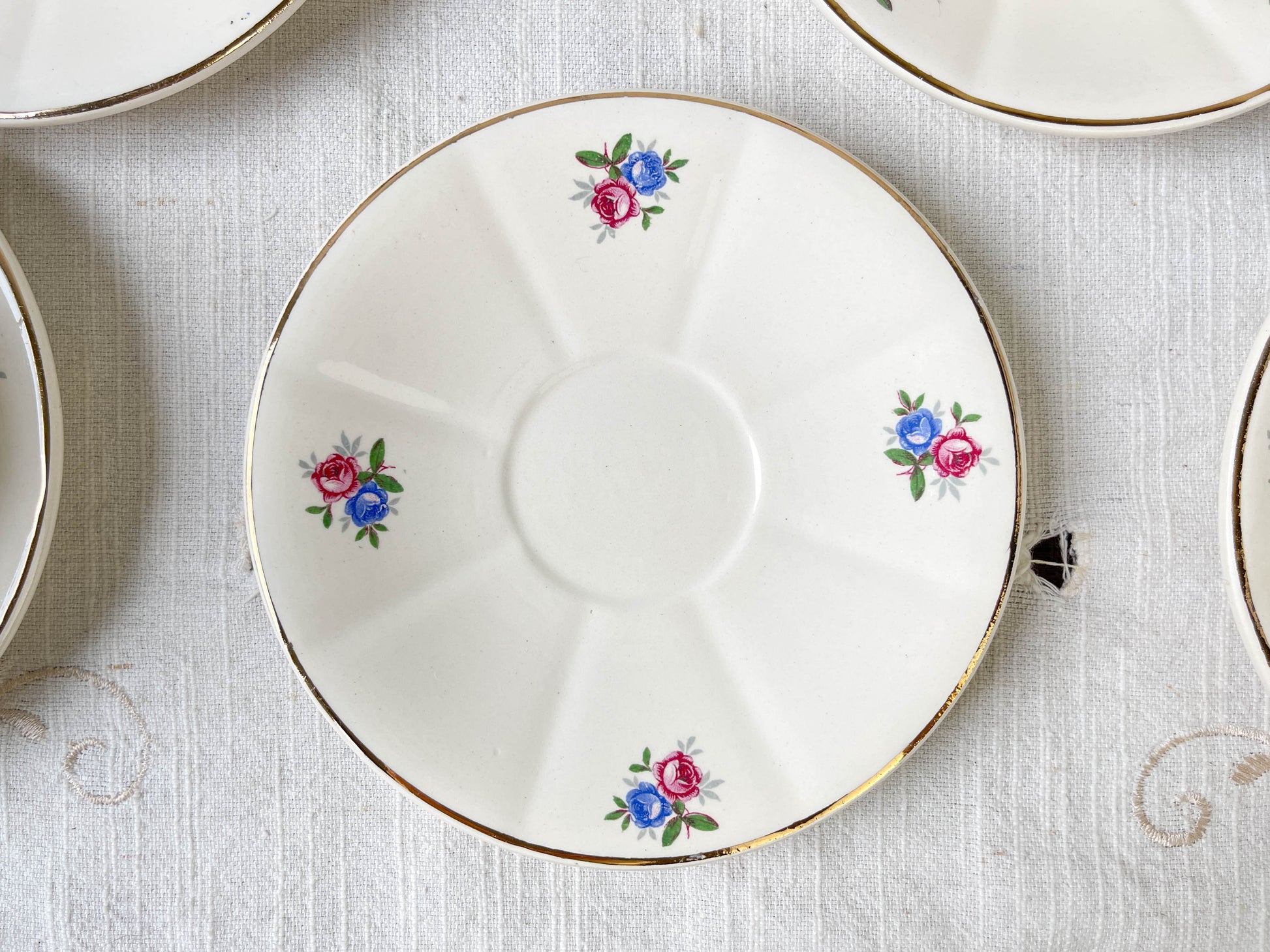 Service à thé vintage en porcelaine fleurie DIGOIN SARREGUEMINES