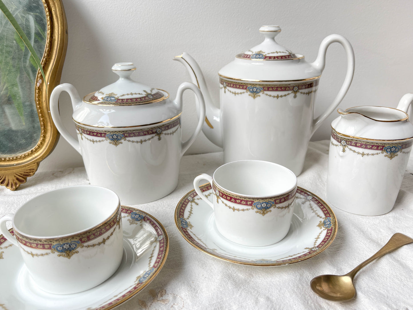 Service à thé café 2 personnes en porcelaine vintage UML France