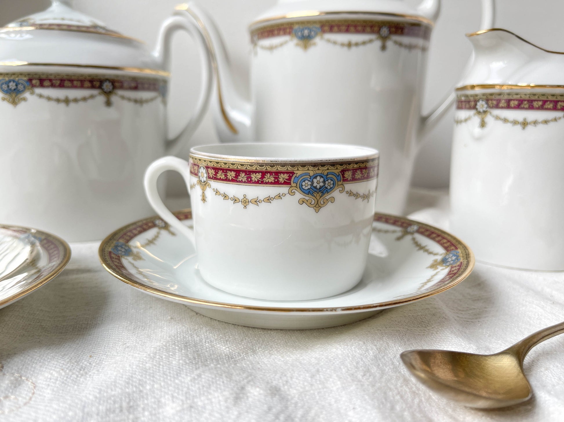 Service à thé café 2 personnes en porcelaine vintage UML France