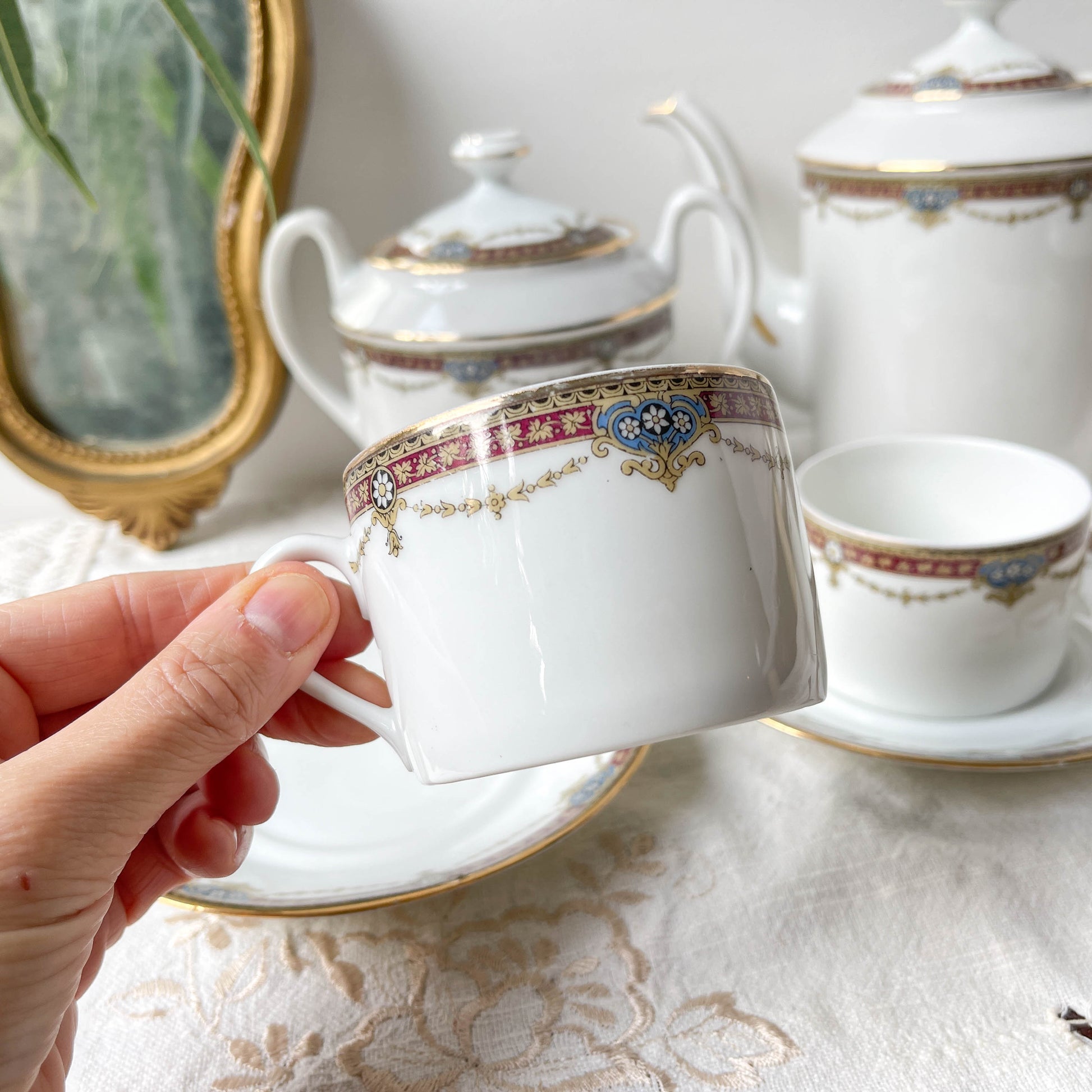 Service à thé café 2 personnes en porcelaine vintage UML France
