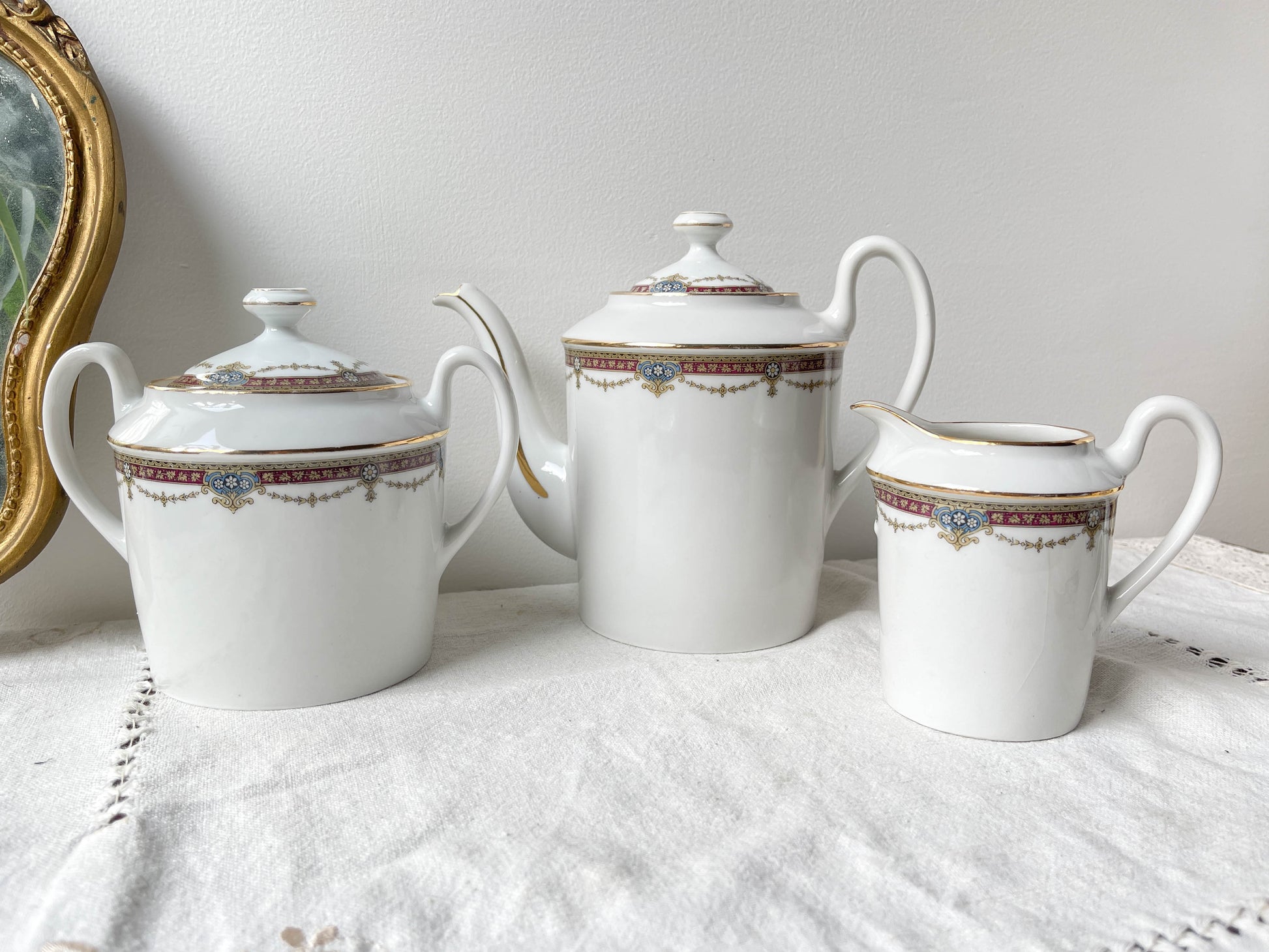 Service à thé café 2 personnes en porcelaine vintage UML France