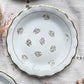 Service à dessert vintage en porcelaine fleurie blanche dorée LIMOGES ULIM
