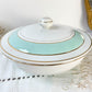 Soupière porcelaine vintage blanche verte LUNEVILLE EPINAY France 1950s