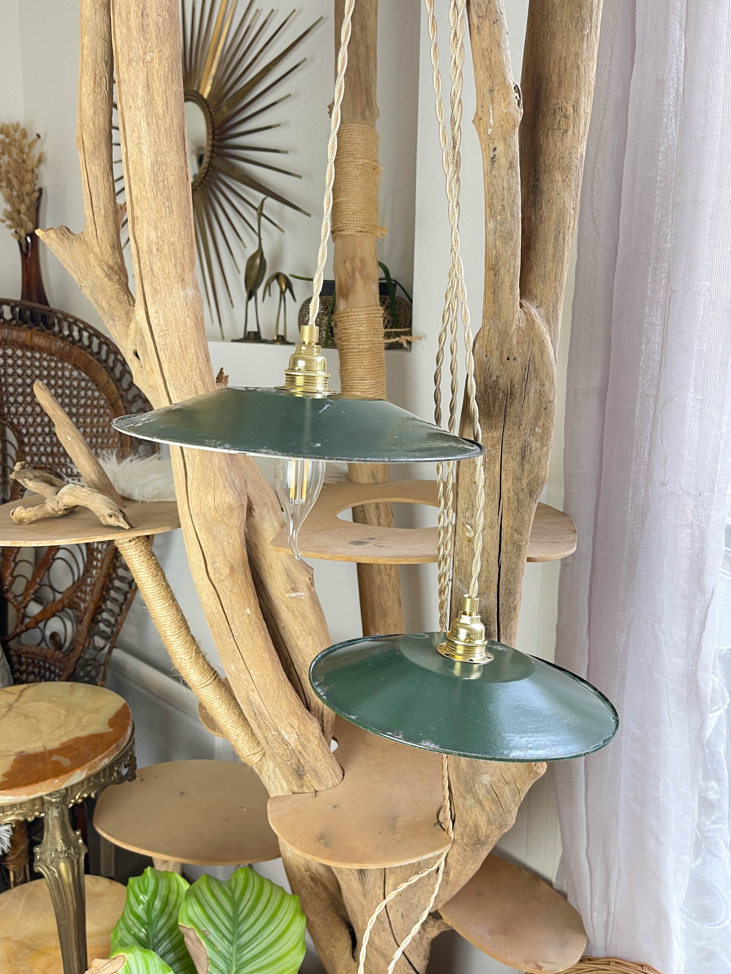 Baladeuse abat-jour vintage en tôle émaillée verte personnalisable