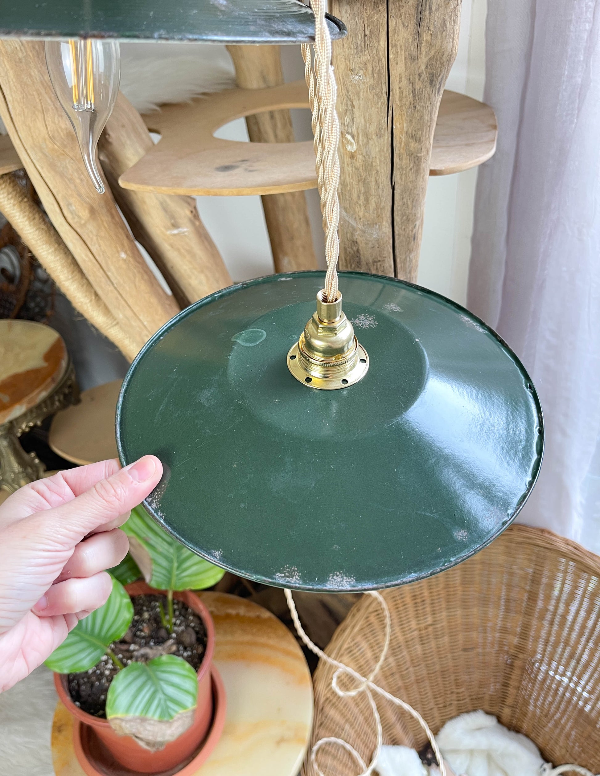 Baladeuse abat-jour vintage en tôle émaillée verte personnalisable