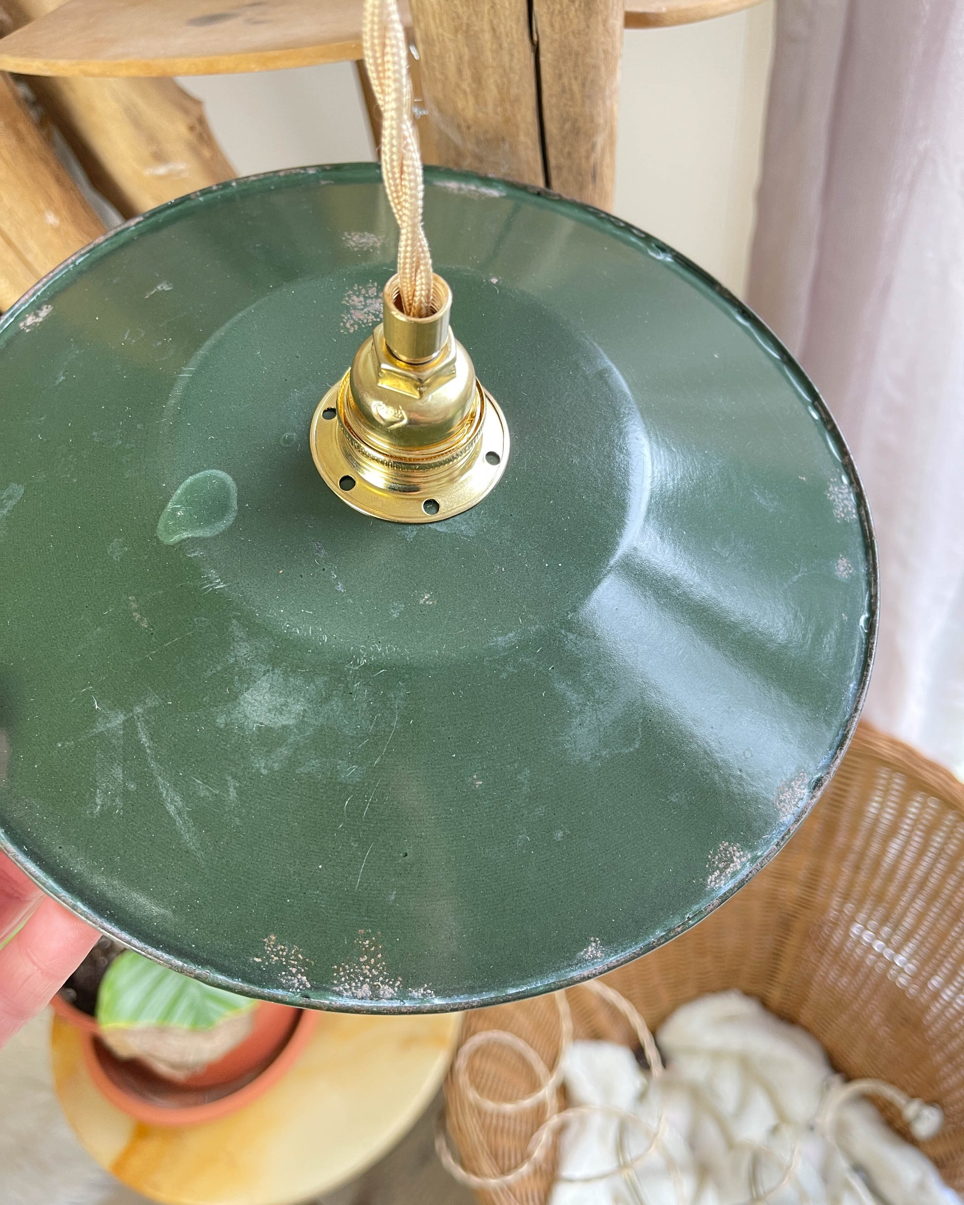 Baladeuse abat-jour vintage en tôle émaillée verte personnalisable