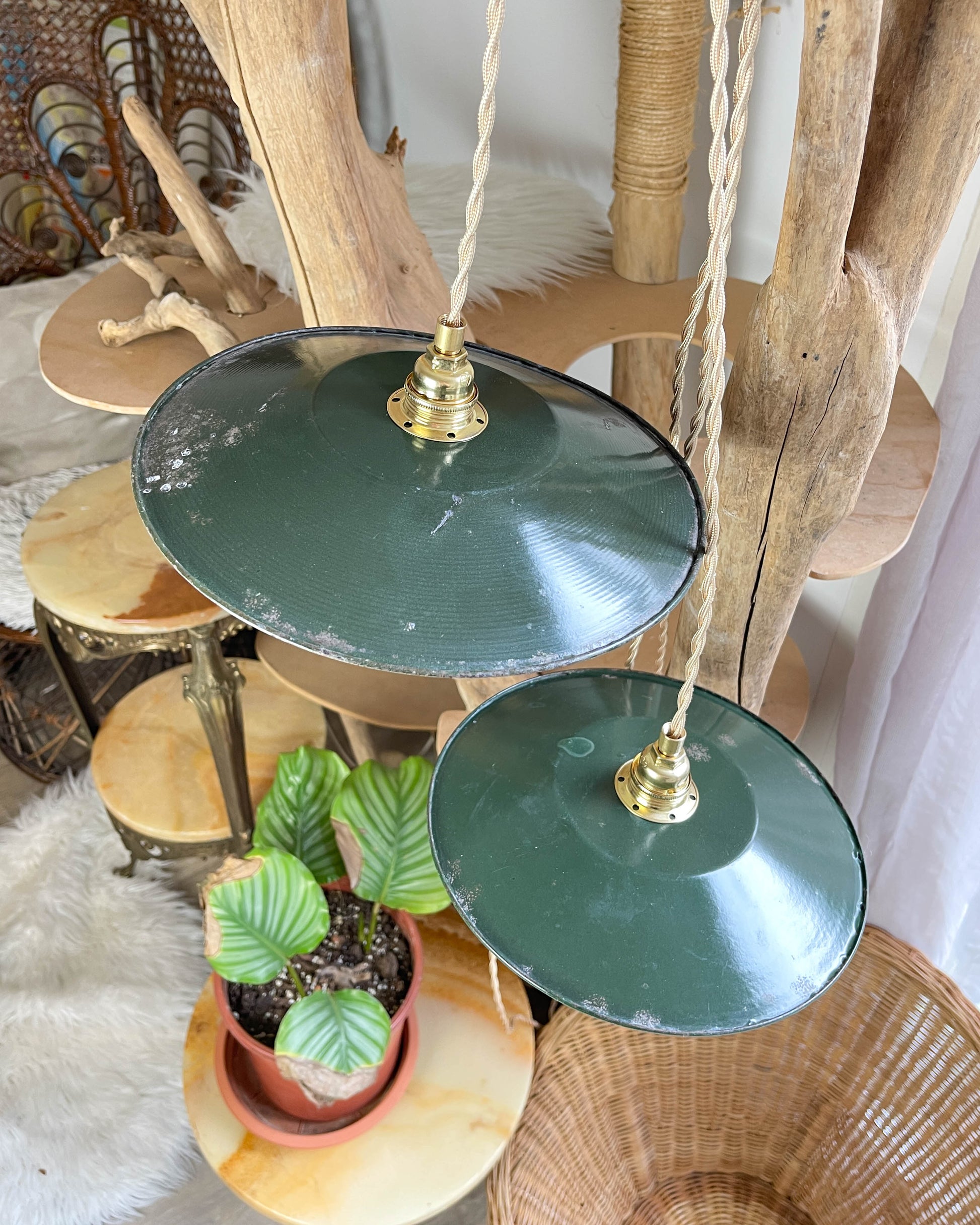 Baladeuse abat-jour vintage en tôle émaillée verte personnalisable